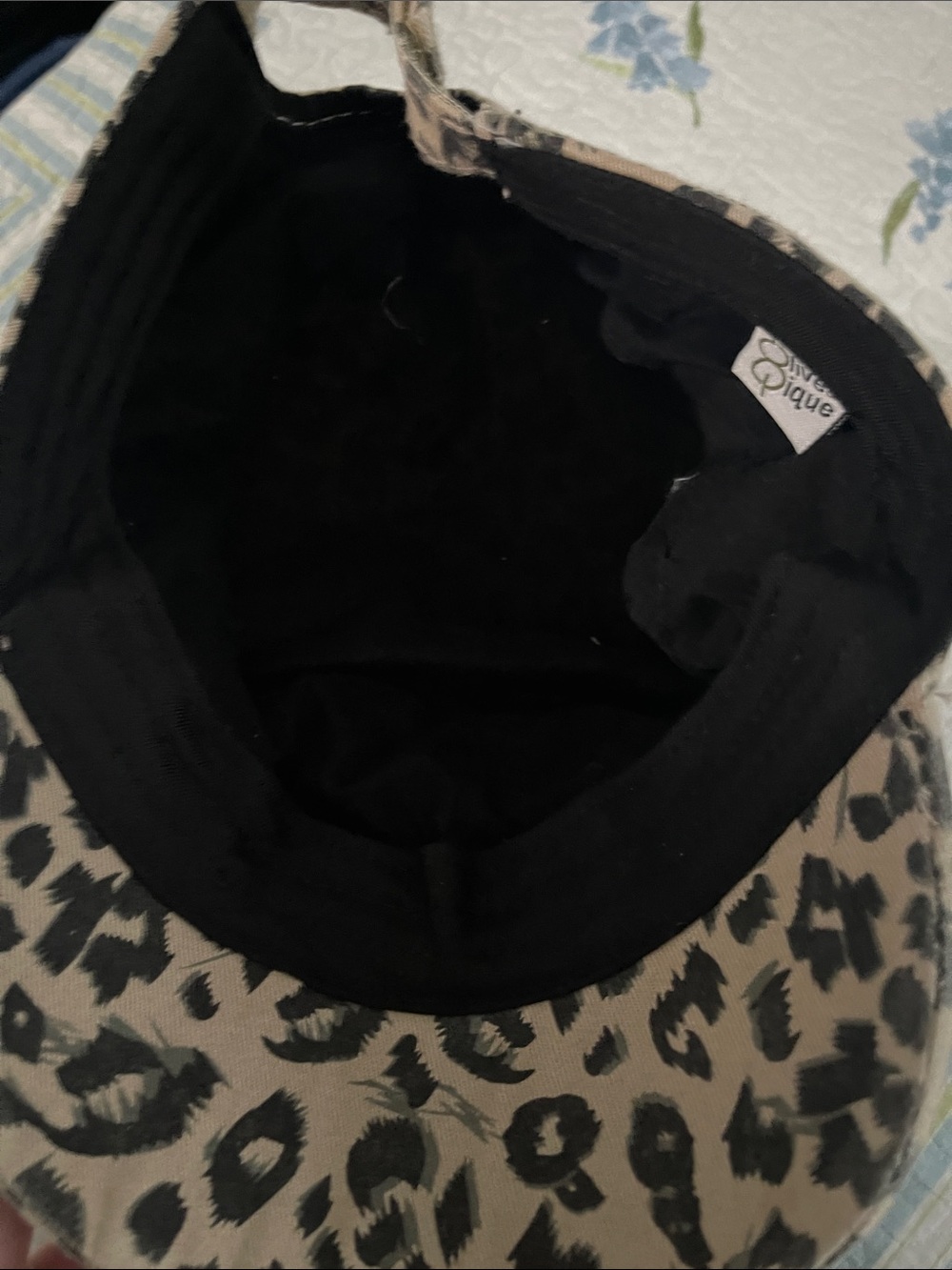 Leopard Print Beaded Crown Women's Cap - Beige/Black - Picture 3 of 6